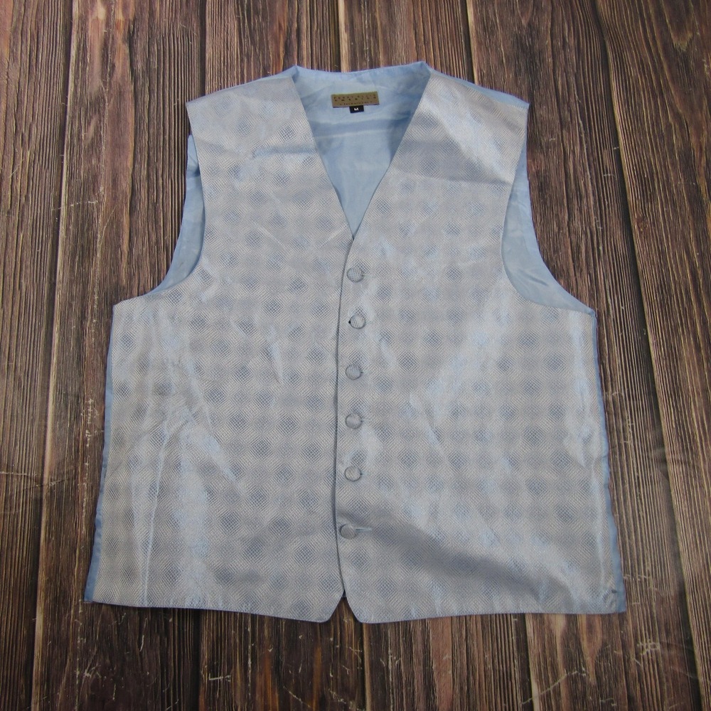 Suit Vest Perry Ellis America Mens M Blue Geometric Polyester 3 Piece Formal